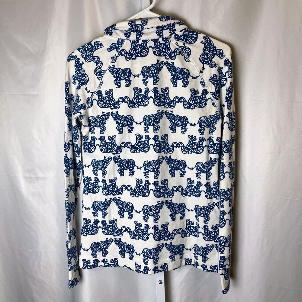 Lilly Pulitzer Pullover Sweatshirt Sz XS Blue Elephant Print Style 13153 Coastal - Picture 3 of 7